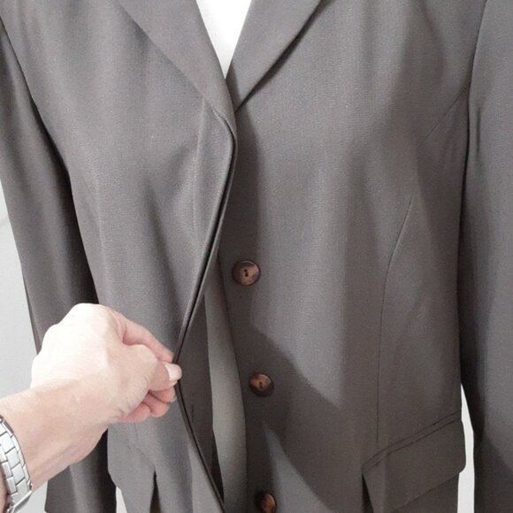 Norton McNaughton Size 14 Vintage Dark Taupe Midi Length Blazer, EUC - Picture 8 of 14